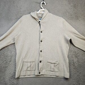 Polo Ralph Lauren Sweater Mens XL Gray Button Front Shawl Collar Cardigan Cotton